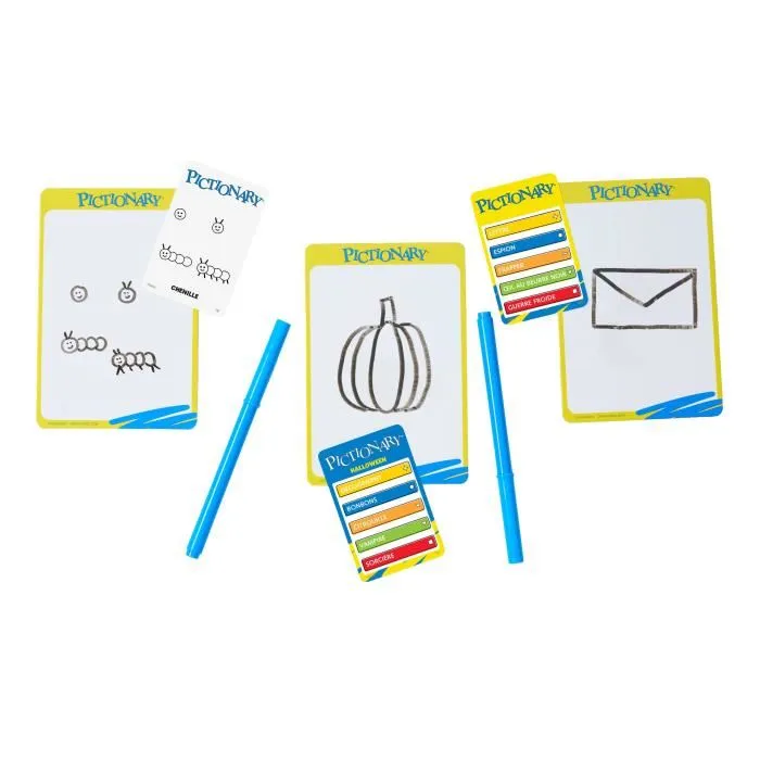 Mattel Games Pictionary Jeu de Société Familial - Jeu de Dessin avec Ardoise et Feutres - 224 Cartes pour Adultes et Enfants à Partir de 8 ans - Réf. JDX98
