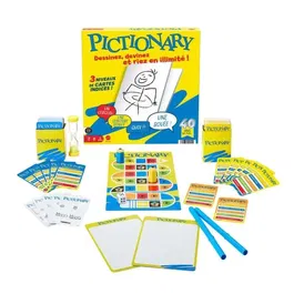 Mattel Games Pictionary Jeu de Société Familial - Jeu de Dessin avec Ardoise et Feutres - 224 Cartes pour Adultes et Enfants à Partir de 8 ans - Réf. JDX98