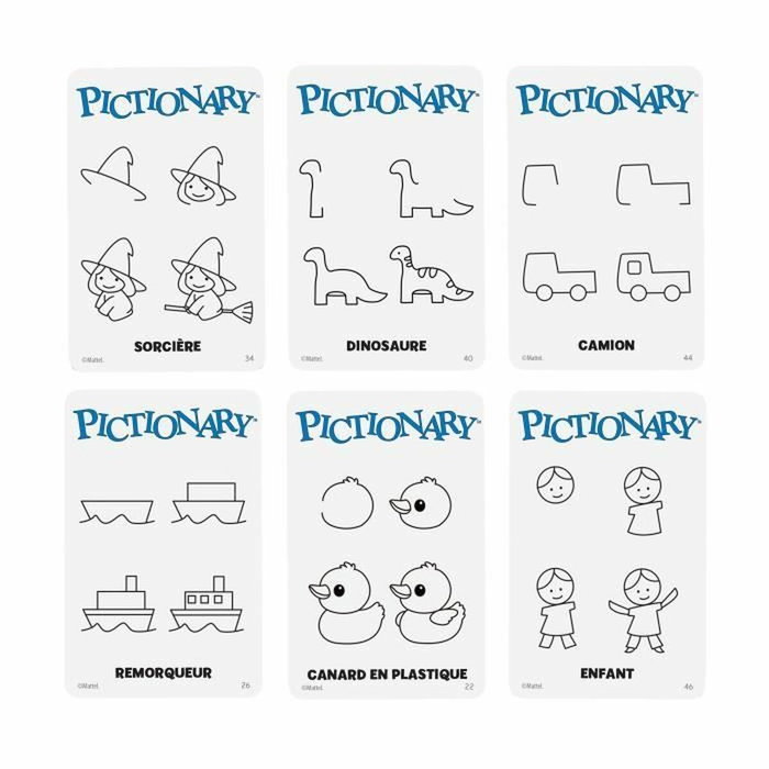 Mattel Games Pictionary - Jeu de société familial avec cartes et ardoise Mattel Games Pictionary - Jeu de société familial avec cartes et ardoise