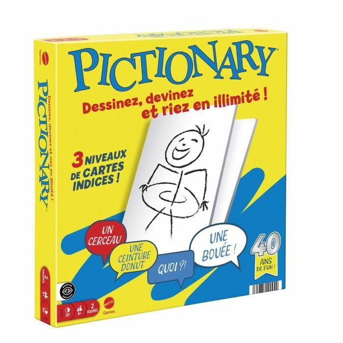 Mattel Games Pictionary - Jeu de société familial avec cartes et ardoise Mattel Games Pictionary - Jeu de société familial avec cartes et ardoise