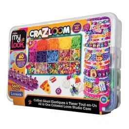 Lexibook - Coffret géant studio élastique à tisser tout-en-un avec 5600 élastiques et 360 perles, métier à tisser, crochets et accessoires pour bracelets - Crazart