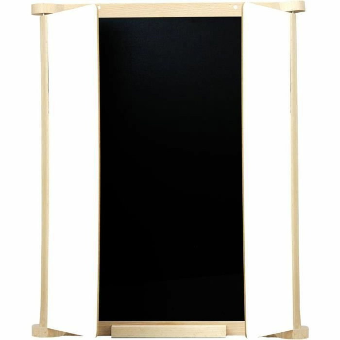 Jeujura Tableau Triptyque Mural en Bois Naturel avec Ardoise et Volets Effaçables (82 x 56 cm)