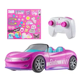 Hot Wheels RC Cabriolet Barbie - Voiture radiocommandée pour enfants à partir de 3 ans avec modes histoire et conduite, compatible poupées Barbie