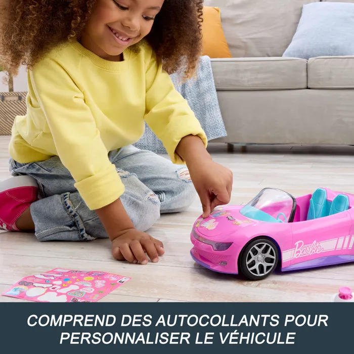Hot Wheels RC Cabriolet Barbie - Voiture radiocommandée pour enfants à partir de 3 ans avec modes histoire et conduite, compatible poupées Barbie