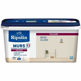 Ripolin Peinture Déco Murs, Boiseries & Radiateurs - Beige glaise - Velours - 2,5 L