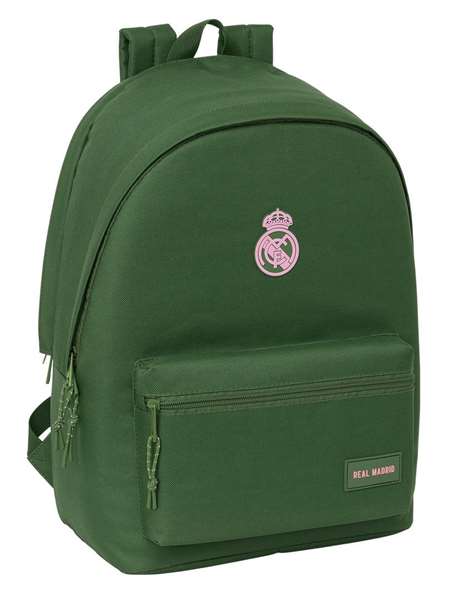 Safta Mochila Double Sac à Dos pour PC Portable 15,6 Pouces avec Port USB Charge, Licencié Real Madrid, Modèle Fille, Couleur Kaki, Dimensions 31x44x18 cm