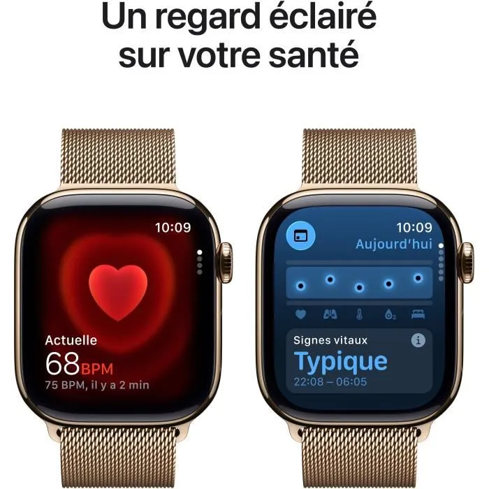 Apple Watch Series 11 GPS + Cellular 42mm - Boîtier or titane et bracelet Milanese Loop or