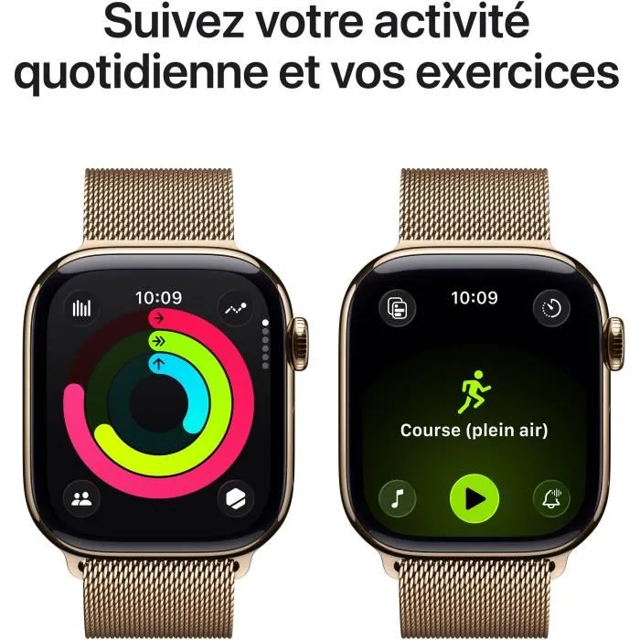 Apple Watch Series 11 GPS + Cellular 42mm - Boîtier or titane et bracelet Milanese Loop or