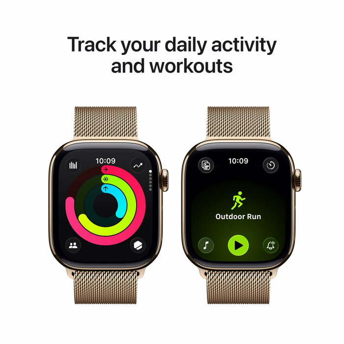Apple Watch Series 11 GPS + Cellular - 42mm - Boîtier Gold Titanium - Bracelet Gold Milanese Loop Apple Watch Series 11 GPS + Cellular - 42mm - Boîtier Gold Titanium - Bracelet Gold Milanese Loop