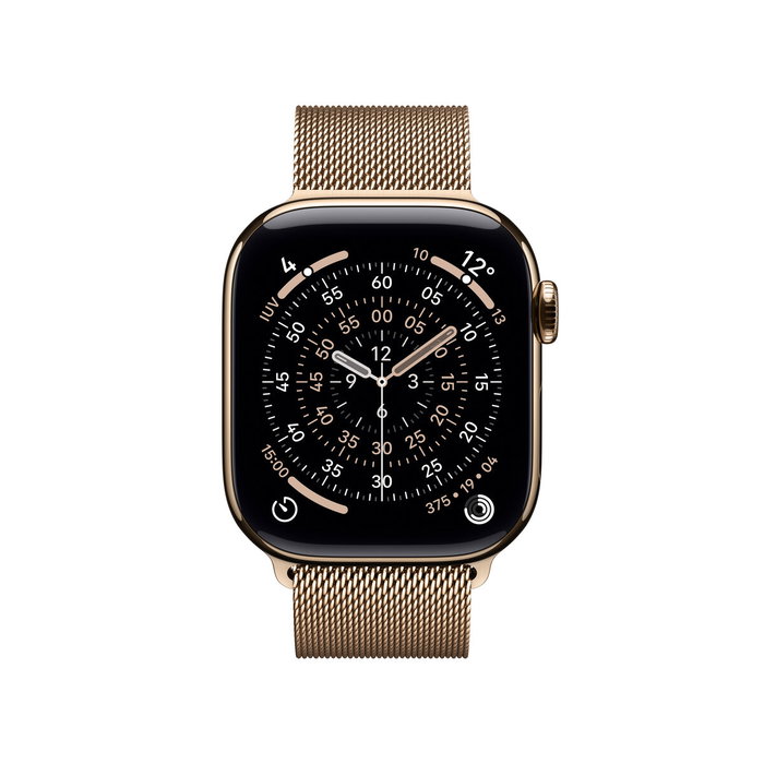 Apple Watch Series 11 GPS + Cellular - 42mm - Boîtier Gold Titanium - Bracelet Gold Milanese Loop Apple Watch Series 11 GPS + Cellular - 42mm - Boîtier Gold Titanium - Bracelet Gold Milanese Loop