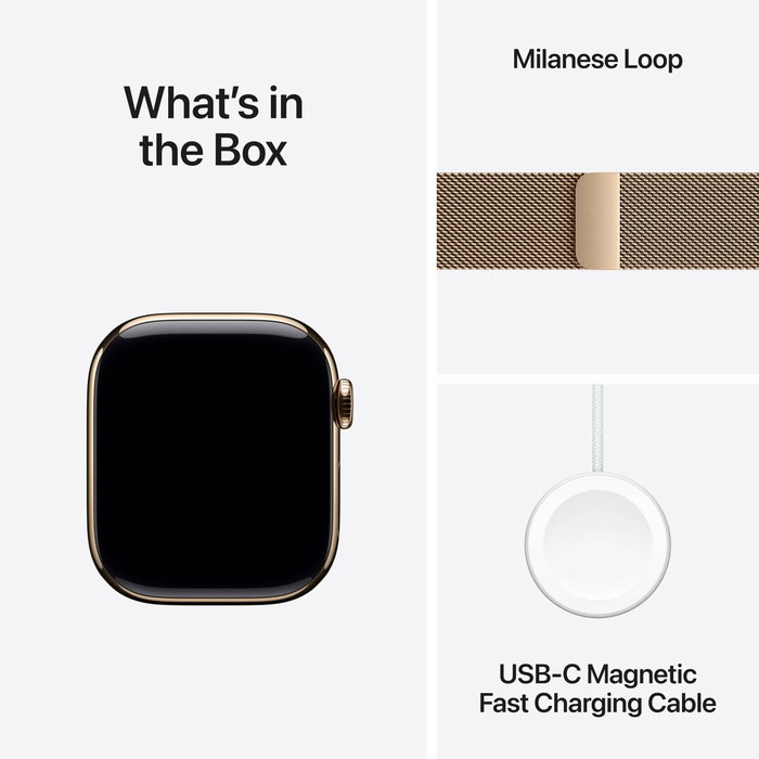 Apple Watch Series 11 GPS + Cellular - 42mm - Boîtier Gold Titanium - Bracelet Gold Milanese Loop Apple Watch Series 11 GPS + Cellular - 42mm - Boîtier Gold Titanium - Bracelet Gold Milanese Loop