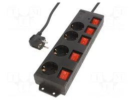 LOGILINK LPS251 Bloc d'alimentation 4 prises Schuko noir