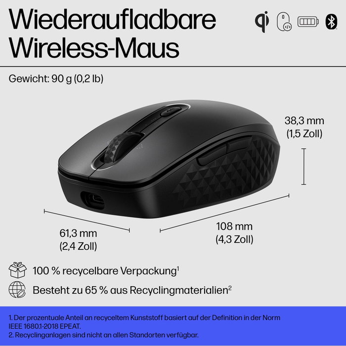 HP 695 Souris Bluetooth® Rechargeable Noire