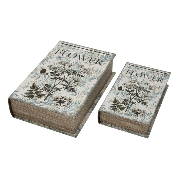 Boîte Décorative Versa Toile Bois MDF Fleurs Livre