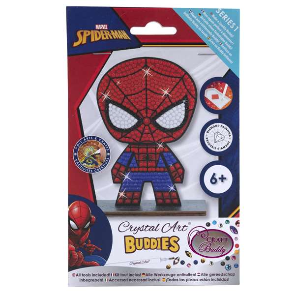 Crystal Art Buddy - Kit Créatif de Cristaux Brillants Spider-Man - Art Diamant et Perles à Broder - 12 x 19,5 x 1,5 cm - À Partir de 3 Ans