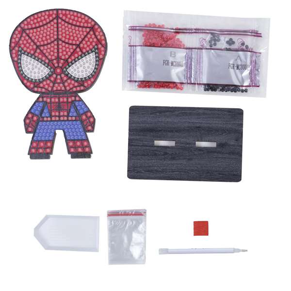 Crystal Art Buddy - Kit Créatif de Cristaux Brillants Spider-Man - Art Diamant et Perles à Broder - 12 x 19,5 x 1,5 cm - À Partir de 3 Ans