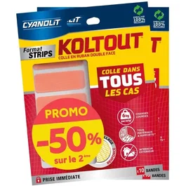 Cyanolit Lot de 2 rubans adhésifs double face Koltout Ruban Strips x10