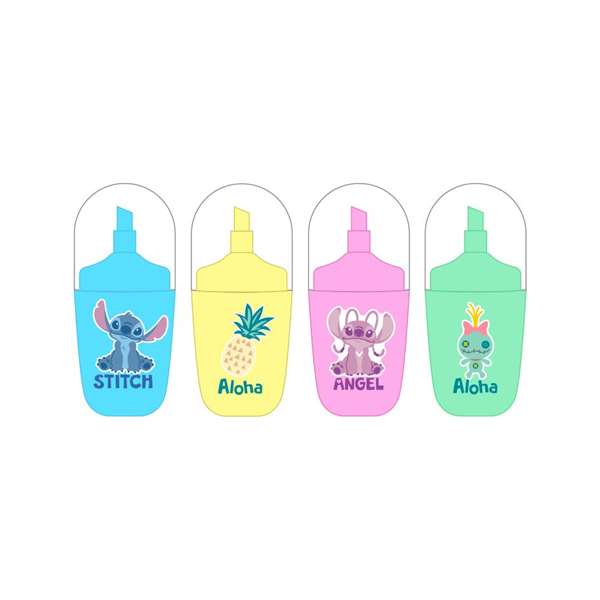 Safta Set de 4 Marqueurs Fluorescents Stitch Stationery Safta Set de 4 Marqueurs Fluorescents Stitch Stationery