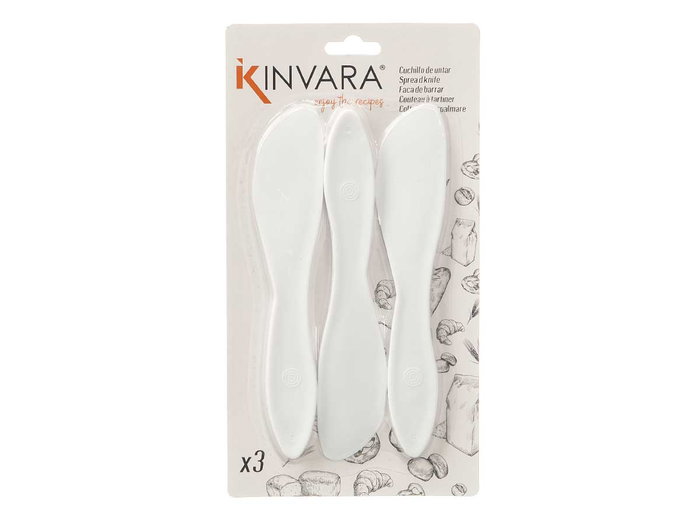 Kinvara 3 couteaux à tartiner en plastique blanc 18 x 10 x 1 cm (Set de 48) Kinvara 3 couteaux à tartiner en plastique blanc 18 x 10 x 1 cm (Set de 48)