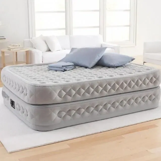 Intex Supreme Air-Flow - Matelas gonflable double 2 places en PVC, Structure Fiber-Tech, 152x203x51 cm - Gris