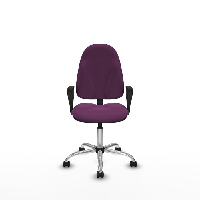 PIQUERAS Y CRESPO Chaise de bureau Algarra, similicuir violet, mécanisme de contact permanent, piètement chromé