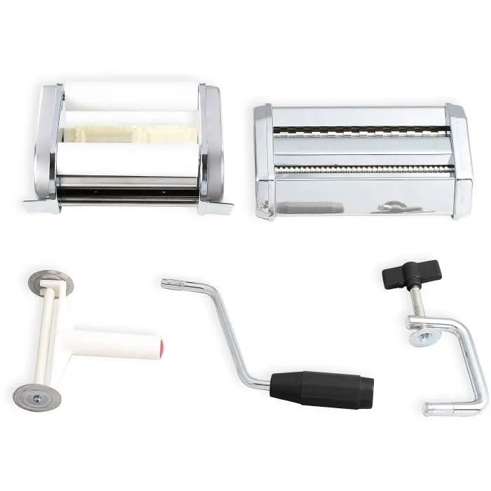 Livoo MEN41 - Machine à raviolis et spaghetti en acier inoxydable - 9 positions de découpe - Avec accessoire moule à raviolis