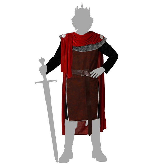 Déguisement Adulte Homme Roi Médiéval Rouge Avec Cape Taille XL - Composition: Polyester, Contient: Combinaison, Tunique, Ceinture