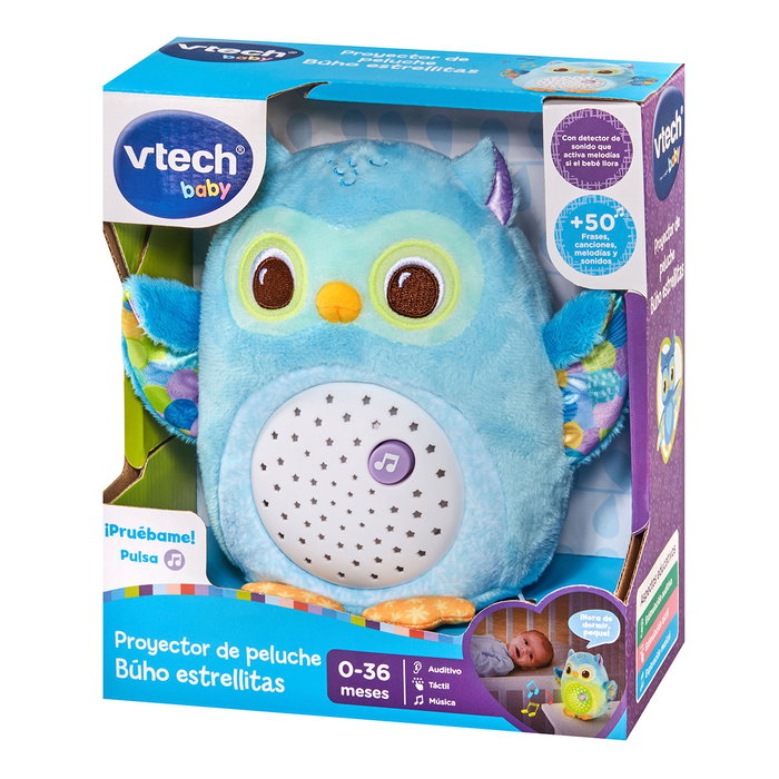 VTech - Projecteur peluche hibou avec étoiles, berceuse pour bébé avec mélodies, détection de pleurs et veilleuse apaisante (réf. 80-566922)