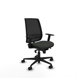Chaise Alares Synchro 5 positions tissu Noir Base en nylon noir Accoudoir 1D Sans appui-tête Roulettes 65mm nylon