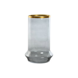 Bougeoir Home ESPRIT Bleu Doré Verre 17 x 17 x 28 cm