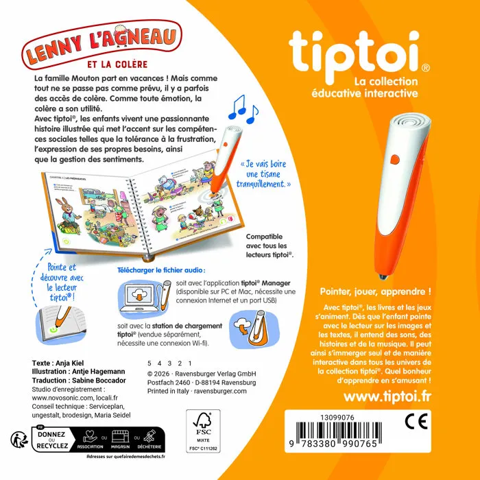 Ravensburger - Livre interactif tiptoi - Lenny l'agneau et la colère - Jeu éducatif électronique sans écran - Dès 4 ans - 13099076