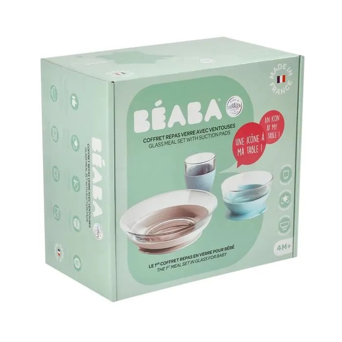 Beaba Coffret Repas Bébé en Verre Jungle 4 Pièces - Assiette, Bol et Gobelet avec Base en Matière Souple - Fabriqué en France Beaba Coffret Repas Bébé en Verre Jungle 4 Pièces - Assiette, Bol et Gobelet avec Base en Matière Souple - Fabriqué en France