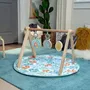 Ingenuity Sun Valley Tapis d'éveil bébé avec arche de jeu en bois pliable, 3 jouets amovibles - Tapis lavable - 0 à 36 mois