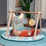 Ingenuity Sun Valley Tapis d'éveil bébé avec arche de jeu en bois pliable, 3 jouets amovibles - Tapis lavable - 0 à 36 mois