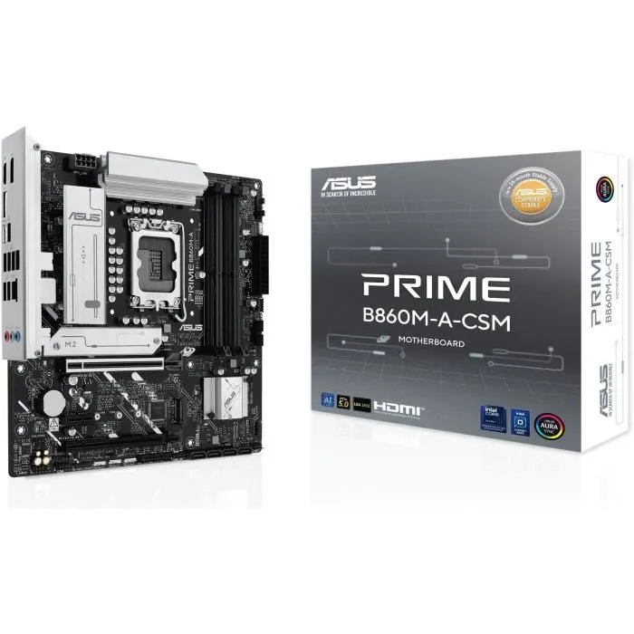 ASUS Carte mère PRIME B860M-A-CSM micro ATX, Intel B860, Socket LGA 1851, support DDR5, M.2, 2.5 Gigabit Ethernet ASUS Carte mère PRIME B860M-A-CSM micro ATX, Intel B860, Socket LGA 1851, support DDR5, M.2, 2.5 Gigabit Ethernet