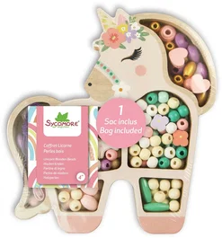 Sycomore Coffret de perles en bois Licorne