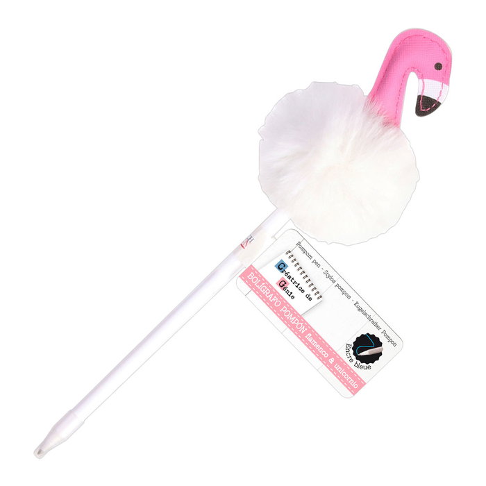 Creatrice de Genie Stylo Flamant ou Licorne avec Pompon, Encre Bleue Creatrice de Genie Stylo Flamant ou Licorne avec Pompon, Encre Bleue