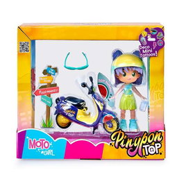Famosa Pinypon TOP Figure avec Moto, Casque et Lunettes - Jouet Recommandé à Partir de 4 Ans