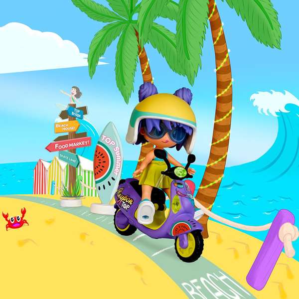 Famosa Pinypon TOP Figure avec Moto, Casque et Lunettes - Jouet Recommandé à Partir de 4 Ans