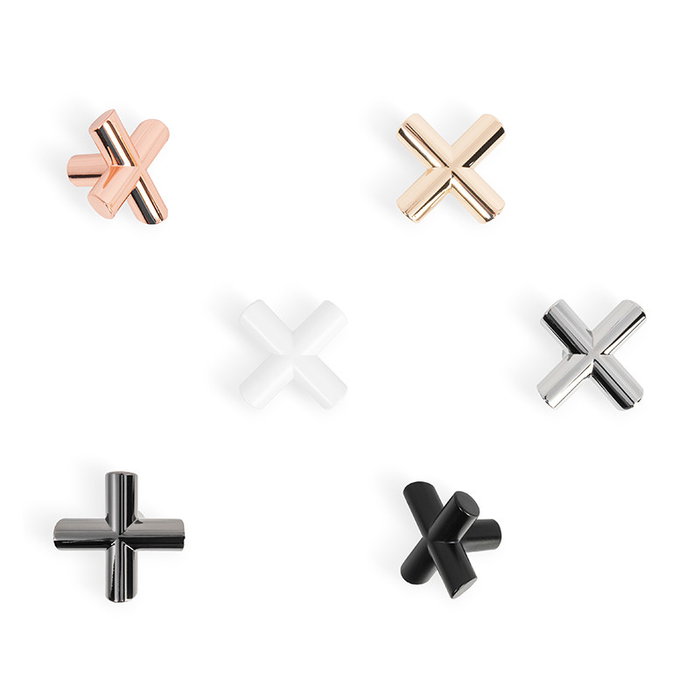 VIEFE Pomo Zamak Equis 40X40 - Poignée de meuble moderne 40x40 mm pour tiroirs et portes en finition Chrome, Laiton, Noir, Blanc mat, Noir mat ou Cuivre