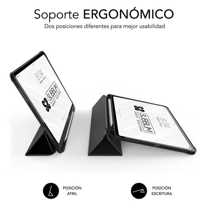 Subblim Clear Shock Case Coque Folio pour iPad Pro 13 M4 7e Génération, Protection Anti-Choc Transparente avec Support et Emplacement Apple Pencil, Noir