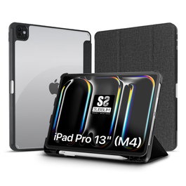 Subblim Clear Shock Case Coque Folio pour iPad Pro 13 M4 7e Génération, Protection Anti-Choc Transparente avec Support et Emplacement Apple Pencil, Noir