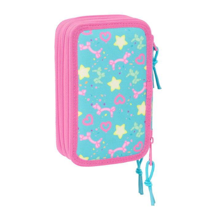 Pochette à crayons triple Gabby's Dollhouse Confetti Rose Turquoise 12,5 x 19,5 x 5,5 cm 37 Pièces