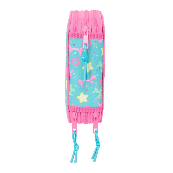 Pochette à crayons triple Gabby's Dollhouse Confetti Rose Turquoise 12,5 x 19,5 x 5,5 cm 37 Pièces