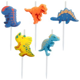Party Time Lot de 5 bougies anniversaire dinosaures