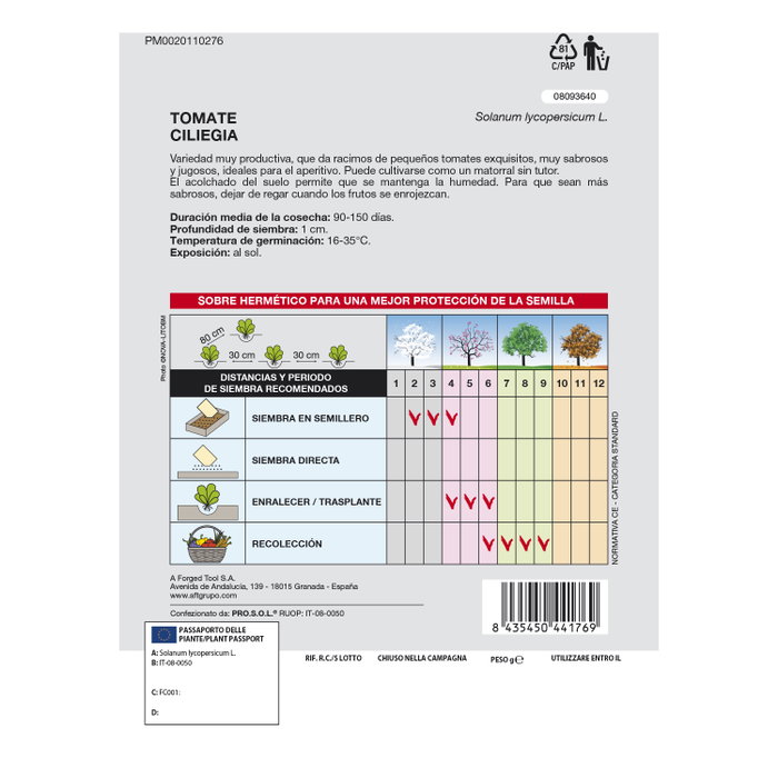 SATURNIA Semillas Tomate Cherry (1 gramo)