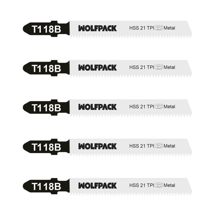 WOLFPACK LINEA PROFESIONAL Lot de 5 lames de scie sauteuse pour métal épais HSS 21 TPI WOLFPACK LINEA PROFESIONAL Lot de 5 lames de scie sauteuse pour métal épais HSS 21 TPI