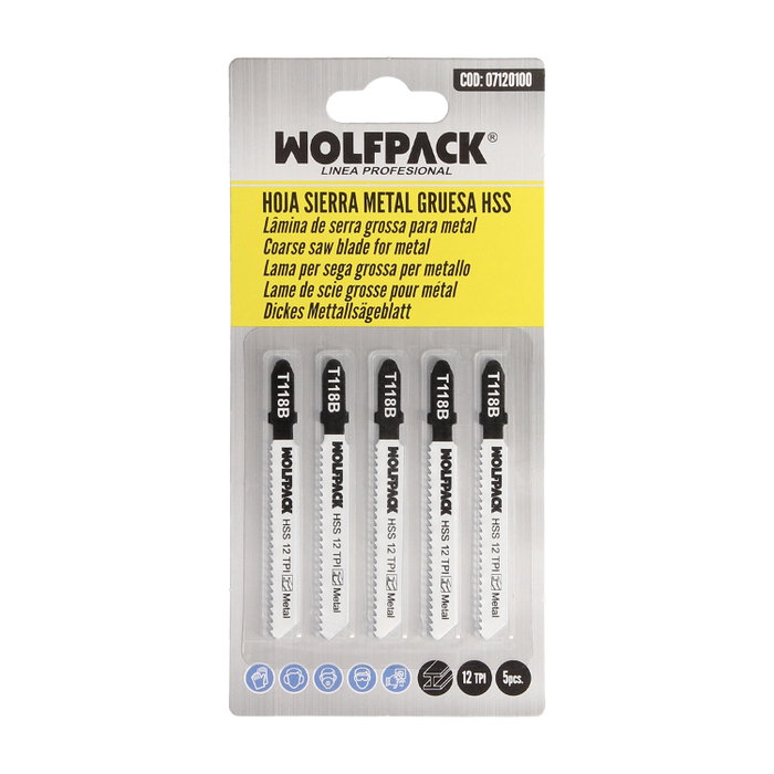 WOLFPACK LINEA PROFESIONAL Lot de 5 lames de scie sauteuse pour métal épais HSS 21 TPI WOLFPACK LINEA PROFESIONAL Lot de 5 lames de scie sauteuse pour métal épais HSS 21 TPI