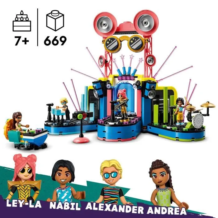 LEGO 42616 Friends Le Spectacle Musical de Heartlake City Jouet avec 4 Figurines Andrea, Scène et Instruments