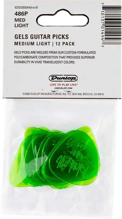 DUNLOP Pack de 12 médiators Gels - Medium / Light DUNLOP Pack de 12 médiators Gels - Medium / Light